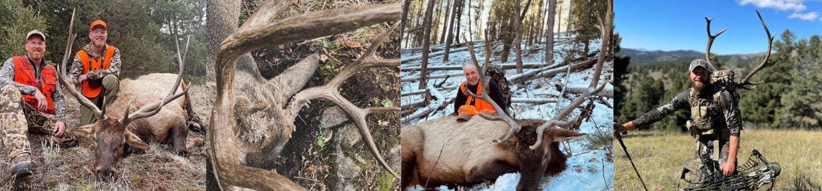 A series of instances of people showcasing their successful hunts with 
Upper Canyon Outfitters.